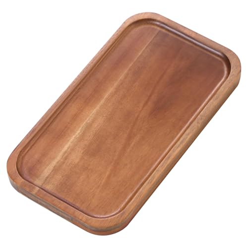 Small Solid Acacia Wood Serving Trays and Platters - Wooden Mini Charcuterie Boards, Rectangle Cheese Board for Food, Bathroom, Home Decor, Kitchen Counter,S,(10"x5.5", 1 Pack) - size: 10" x 5.5" x 0.6"