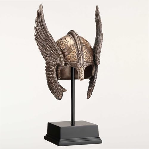 Veronese Design 9 1/4 Inch Winged Valkyrie Helmet Cold Cast Resin Bronze Finish Nordic Decoration Sculpture