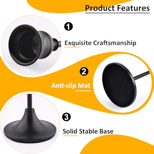 Metal Candle Holders for Candlesticks Taper Candlestick Holders Set Vintage Decorative Centerpiece Candelabra Tall Candle Stands (Matt Black, 4 Sets (12 pcs)) - color: Matt Black, size: 4 Sets (12 pcs)