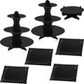 Zopeal 7 Pcs Dessert Table Display Set 3-Tier Cupcake Stand 1-Tier Cup Cake Display Tower Platters and Serving Trays Cardboard Cake Cookie Holders for Wedding Birthday Party Baby Shower(Black) - color: Black