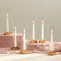 NUPTIO Hurricane Glass Candle Holders: 6 Pcs Gold Metal Taper Candlesticks Holder with 11.81 inch Long Clear Bottomless Cylinder Cover Stands for Wedding Anniversary Bridal Shower Table Centerpiece - color: Gold, size: 11.81"H - 6 Pcs