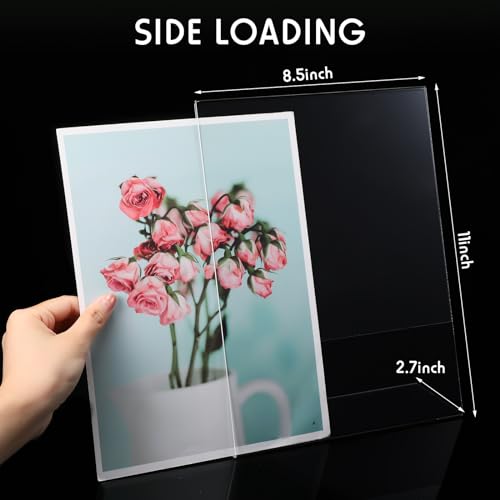 Jetec 20 Packs 8.5 x 11 Acrylic Sign Holder Clear Plastic Frames Acrylic Display Stands Vertical Slanted Back for Displaying Signs and Menus