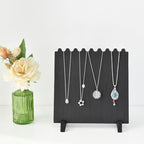 MOOCA Wooden Plank Necklace Jewelry Display Stand for 8 Necklaces, Jewelry Display Holder, Wood Plank Storage Holder, Jewelry Stand, Black Color - color: Black