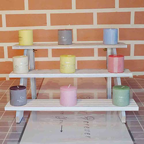 2pcs White Display Riser, Earring Display Stands, Showcase Cascading Merchandise Organizer Tray Vendor Display Supplies for Tabletop Shows Solid Wood (3tier) - color: White-3tier-2pcs