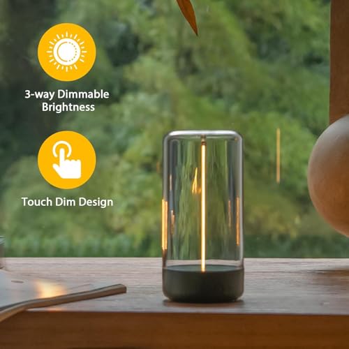 AUGE LIGHT Mini Minimalist Table Lamp Cordless Lamp Rechargeable Table Lamp Portable Nightstand Lamps Desk Lamps for Home Office Unique Ambient Light Mood Lighting for Desk Decor Beside(Dark Green) - color: Dark Green