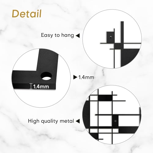 SIGNLEADER Metal Wall Decor Mondrian Geometric Minimalist Modern Luxury Wall Sculpture Hangings 3D Statue Home Decoration for Living Room, Bedroom, Bathroom, Kitchen, Fireplace, Office - 18" Black - color: Gry28-2405-m28, size: 18" Black