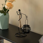 Wire Figure Candle Holder Decorative Modern Tea Light Lantern Tabletop Centerpiece Candle Stand, Back Carry - color: Back Carry