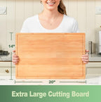 Allsum 20x14" Extra Large Bamboo Cutting Boards for Kitchen, XL Wood Charcuterie Boards Cheese Serving Tray with Side Handles and Juice Grooves, Solid Durable Reversible - size: 20"L x 14"W
