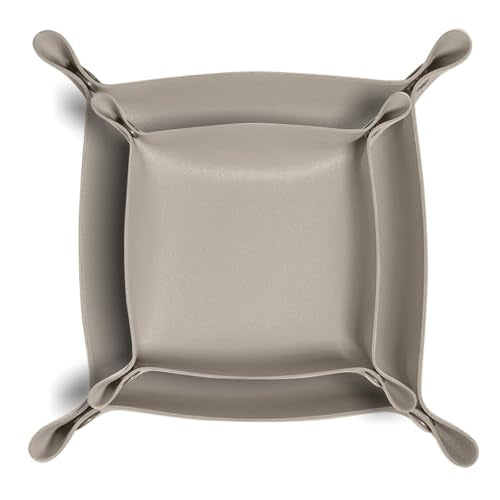 2 Pack (Size:9.84"&7.87") PU Leather Jewelry Valet Tray,Portable Entryway Table Nightstand Desk Tray Catchall Travel Plate Organizer for Phone, Keys, Wallet, Watch,Coin (Grey) - color: Gray