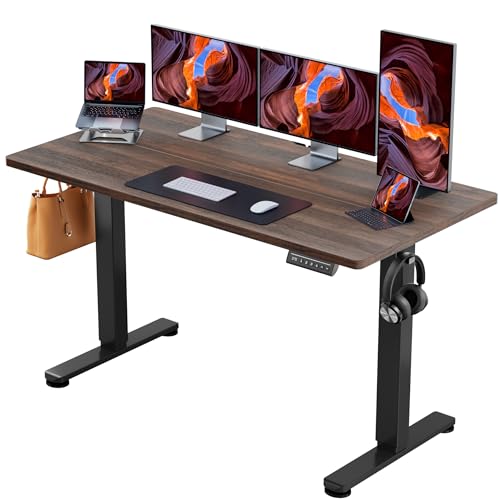 ErGear Height Adjustable Electric Standing Desk, 63 x 28 Inches Sit Stand up Desk, Memory Computer Home Office Desk, Dark Walnut - color: Dark Walnut, size: 63.0 X 27.6 Inches