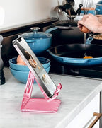 TOPGO Acrylic Cell Phone Stand, Clear Phone Holder for Office Desk, Vanity, Kitchen Counter, Bedside Table, Compatible with iPhone 17 16 15 14 13 12 Pro Max Plus/Smartphones/iPad/Switch/Kindle(Pink) - color: Clear Pink