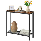 HOOBRO 29.5" Narrow Console Table, Small Entryway Table with Shelf, 2 Tier Thin Sofa Table, Behind Couch Table, Side Table, for Hallway, Living Room, Bedroom, Rustic Brown and Black BF74XG01 - color: Rustic Brown + Black