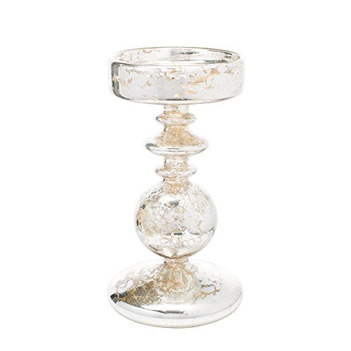Richland Pillar Candle Holder Unique Mercury Bubble 7.3" - size: Small Set of 1