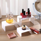 Chuangdi 2 Sets Acrylic Display Risers, Product Stand, Jewelry Display Riser Shelf Showcase Fixtures for Dessert Cupcake Candy Figure Treat Action Showcase(White,Small Set) - color: White, size: Small Set