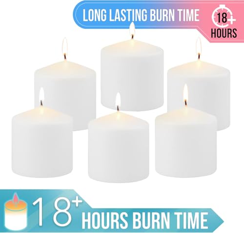 Stonebriar 3 Pack Tall 3 x 3 Inch 18 Hour Long Burning Unscented White Wax Pillar Candles - size: 3" x 3", style: Pack of 3