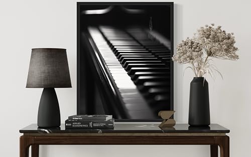 Piano Art Music Poster - Musical Instrumental Wall Art Print - Black and White - Photography Musical Art - Bedroom or Office Living Room Decor 137 (Piano, 16 x 20 inches, Unframed) - color: Piano, size: 20"L x 16"W