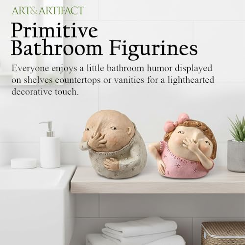 Art & Artifact Boy Holding Nose, Bathroom Statue Funny Boys Decor Shelf Sitters, 5" High - size: 6 Inch x 5 Inch x 5 Inch