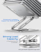 LOXP Adjustable Laptop Stand, Computer Stand with 360 Rotating Base, Ergonomic Laptop Riser Mount for Desk Foldable Protable Computer Desk Fits with MacBook Pro Air (10-16") - White - color: White