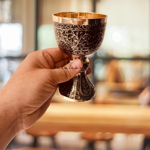 Vintage Chalice Medieval Goblet | 1x Solid Brass Red Wine Glass Cups of Royal King Arthur - Renaissance, Birthday Gifts Christmas Wedding Anniversary Novelty Ceremonial Drinkware (Duke Goblet) - style: Duke Goblet