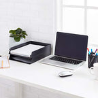 Amazon Basics Rectangular Plastic Desk Organizer, Letter Size Tray, 4-Pack, 9.7 x 2.2 x 13 inches, Black - color: Black, size: 4 Pack