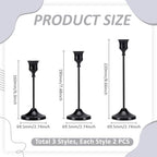 UNICRAFTALE 6Pcs 3 Sizes Candlestick Holders Black Taper Candles Holder for Candlesticks Aluminum Wedding Candlesticks Metal Retro Candles Holders for Christmas Candlelight Dinner 10-16cm