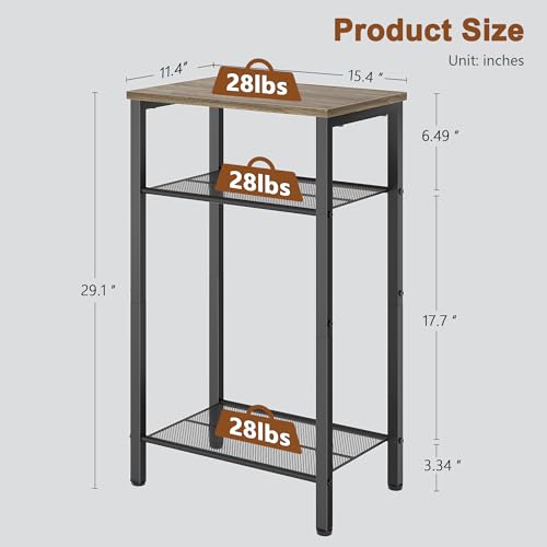 Hoctieon 3 Tier End Table, Telephone Table, Tall Side Table with Storage, Small Nightstand for Small Spaces, Metal Frame, For Living Room, Bedroom, Sofa Couch, Hall, Easy Assembly, Greige - color: Greige, size: 1 Pack
