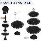 Set of 9 Cake Stands Metal Cupcake Stand Set Multiple Styles Candy Fruit Display Tower Dessert Plate Cake Serving Tray for Birthday Party Wedding Anniversary Baby Shower Engagement (Black) - color: Black