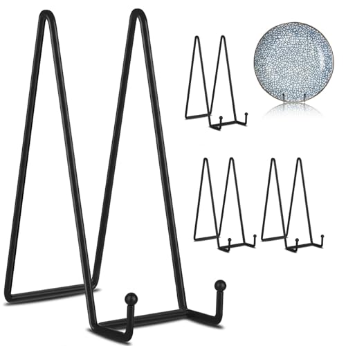 Decolore 5 Pack 12 Inch Black Picture Stands Plate Stands for Display Large Book Stands for Picture, Decorative Plate, Book, Frame, Tabletop Poster