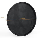 HofferRuffer Round Serving Tray 20'', Elegant Faux Leather Circle Ottoman Table Tray, Serve Tea Coffee Breakfast in Bedroom Living Room Kitchen (Classic Black) - color: Black, size: 20"