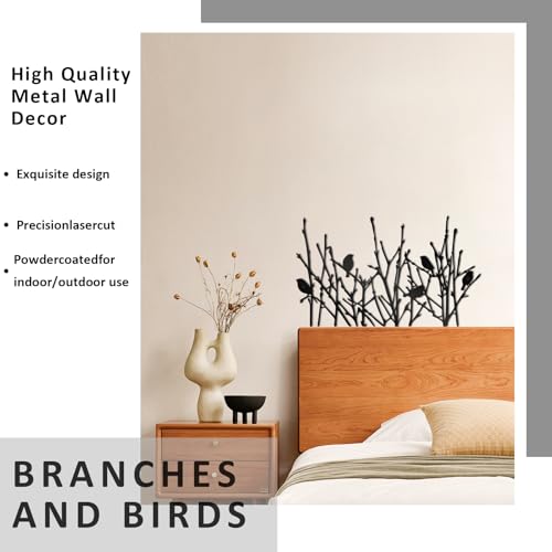 cape leadwort Metal Birds on Branches Wall Art Decor Sculptures, Metal Tree with Birds Wall Art, Wall Mounted Indoor/Outdoor Garden Decor, Gift for Bird Lovers - color: Bird