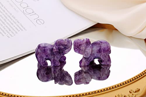 QINJIEJIE Amethyst Elephant Decor Statue Crystals Healing Stones Crystal Pocket Figurines Cute Stocking Stuffers Sculpture Gemstones Spiritual Home Office Desk Purple Decor Elephant Gifts for Women - color: A - Purple - Amethyst