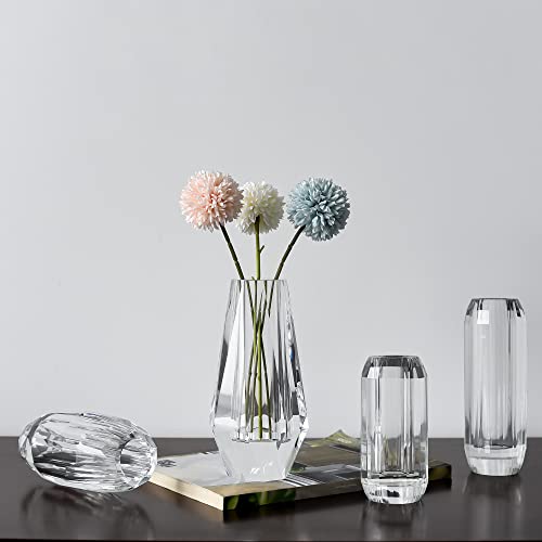 kitCom Flower Crystal Vase, 8.27 inches Modern Crystal Vase, Lead-Free Flower Vase, European Crafted for Table, Home Decoration, Wedding or Luxury Gifts, 8.27 x 3.94 x 3.94 Inches - size: 8.27 x 3.94 x 3.94 Inches