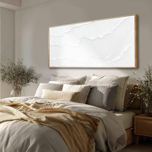 Abstract Artwork White Framed maximalist Hand-drawn Wall Art Wave poster Neutral Print Poster For Bedroom Living Room Office Decor 24x48 Inch - color: White, size: 48"L x 24"W