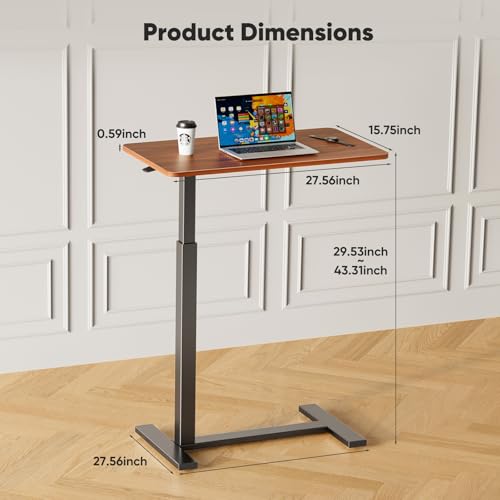 Sweetcrispy Overbed Bedside Table with Wheels, Adjustable Hospital & Home Use Bed Table, Rolling Laptop Table, Mobile Standing Desk, Rust - color: Rust