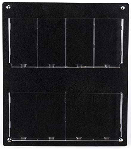 Displays2go Acrylic Wall Mounted Magazine Rack, 4-8 Adjustable Pockets, 2-Tiered - Black (2RP4BLK) - color: Black, size: 4 Pockets