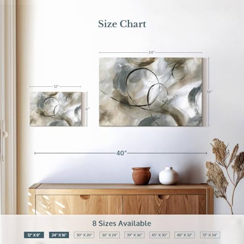 ElephantStock Allegro Canvas - 1 Panel Neutral Abstract Art Wall Decor - Printed Neutral Wall Painting Decor -Abstract Canvas Wall Art for Living Room - by Nan - 12" X 8" - color: Allegro single piece, size: 12"L x 8"W