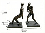 Comfy Hour 13" Bronze Modern Gymnastic Men Figurine Style Bookends, Heavy Duty Athlete Pushing Man Statue, Home Office Industrial Decor Pair - color: Gymnastic Men