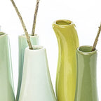 Chive - Pooley 2, Ceramic Flower Vase, 8-Tube Shape (Chartreause) - color: Chartreuse
