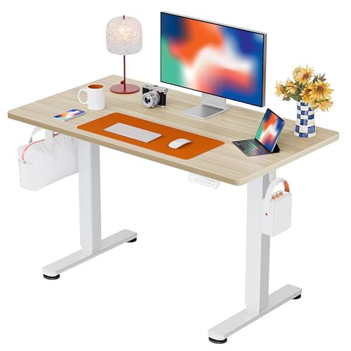 ErGear Height Adjustable Electric Standing Desk, 40 x 24 Inches Sit Stand up Desk, Memory Computer Home Office Desk, Natural - color: Natural, size: 39.4 x 23.6 Inches