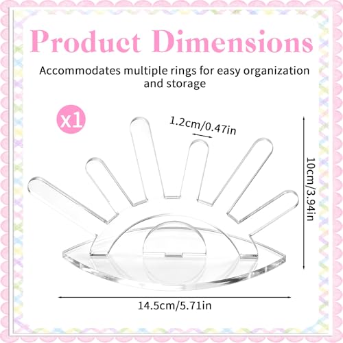 Acrylic Ring Holder, 6 Rod Ring Display Clear Rings Display Stand, Jewelry Organizer for Women Multiple Rings Storage