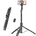 62" Aluminum Alloy Selfie Stick Phone Tripod with Wireless Remote Compatible with iPhone 17 16 15 14 13 pro Xs Max Xr X, Android/Samsung Smartphone Expandable for Travel Selfies Video Recording Vlog - style: Black(61 inch)