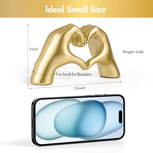Gold Decor Living Room - Small Shelf Decor Aesthetic - Heart Hands Sculpture - Teen Girls Bedroom Knick Knacks - Cute Home Shelves Accent - Table Statue Love Decorations Gifts (Gold, Small) - color: Gold, size: Small