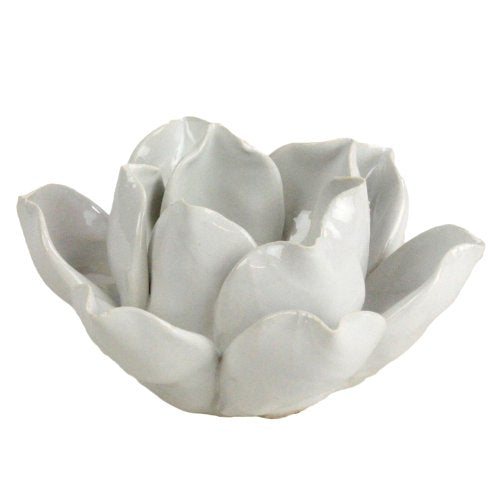 HomArt Lotus Tea Light Holder, White - color: White