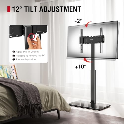 AOKCOS Swivel TV Floor Stand for 32-65 Inches TVs, 8 Level Height Adjustable Corner Small TV Stand Mount for Living Room/Bedroom, Holds up to 88 lbs,MAX VESA 400x400mm,Black - color: Black, size: for 32"-65"