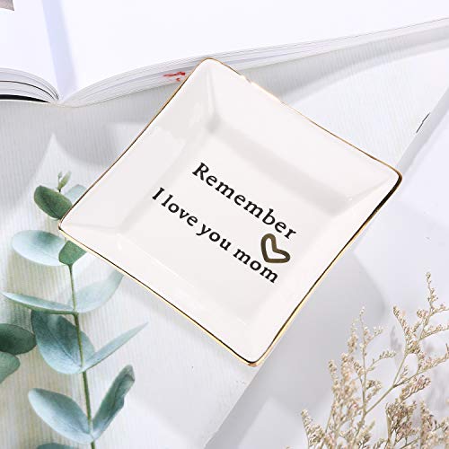 HOME SMILE Ceramic Ring Dish Jewelry Tray-Mom Gifts, Remember I Love You Mom - Birthday, Mother's Day, Christmas Gifts for Mom - style: Mom