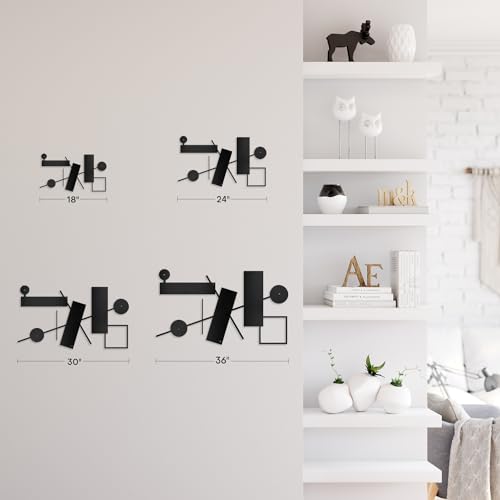 SIGNLEADER Metal Wall Decor Rectangles Abstract Picasso Minimalist Modern Luxury Wall Sculpture Hangings 3D Statue Home Decoration for Living Room, Bedroom, Bathroom, Kitchen, Fireplace, Office - 18" Black - color: Gry10-2405-m10, size: 18" Black