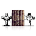 Jesus and Cross Decorative Bookends for Shelves, Christian Gifts for Women, Religious Bookshelf Decor with Faith-Based Design for Home and Room Accents