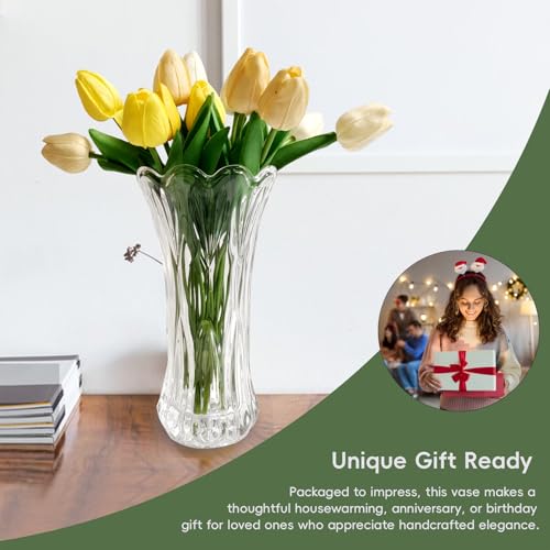 11.2 Inch Clear Glass Vase-Thickened Cylinder Flower Vase Decor for Home Dining Table Centerpieces Office Wedding Holiday Party - color: Clear-tall, size: Tall