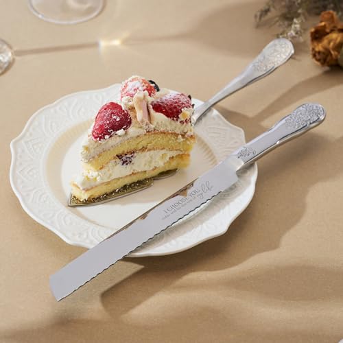 AW Bridal Silver Wedding Cake Knife And Server Set, Vintage Cake Cutting Set for Wedding, Personalized Cake Cutter Wedding Gift Bridal Shower Gift Anniversary Engagement Gift For Couple - color: Silver-I CHOOSE YOU