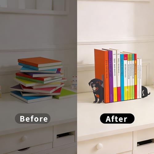 Book Ends, 1 Pair Cute Dog Metal Bookends, Creative Decorative Book Holders for Home Office Bookshelf, Dog Lovers Gifts, Library Desk Book Stopper for Shelves, Labrado - style: Labrador